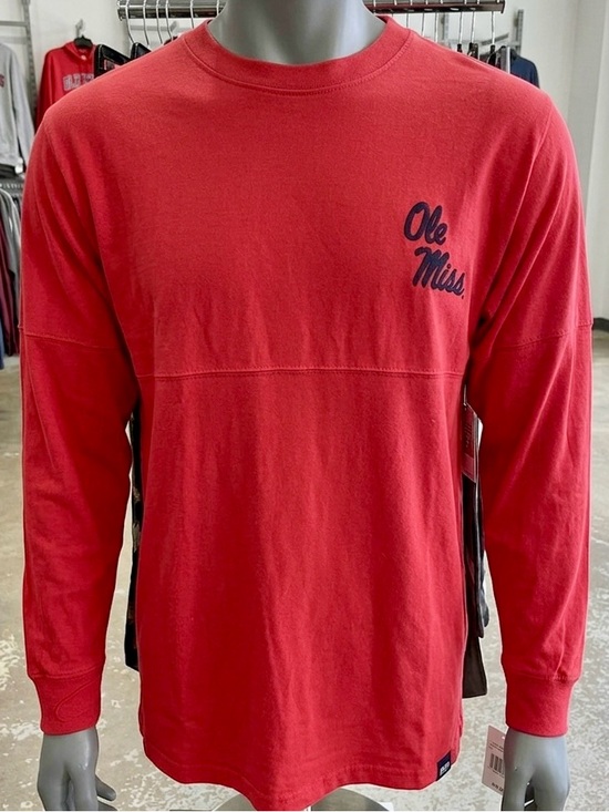 Pressbox Other - Pressbox Female Youth Ole Miss Long Sleeve Red Crewneck Shirt with Navy Script